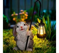 GIGALUMI Statues solaires de Jardin - Cadeau de fête des mères - Figurine de Lapin Lumineuse pour extérieur, Cour, décoration de Jardin, Cadeaux Uniques pour Maman, pour Femme, décoration pour