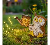 GIGALUMI Statues solaires de Jardin en Forme de Hibou avec arrosoir, décoration de Jardin, Cadeaux Uniques pour Maman, Cadeaux pour Femmes, décoration pour terrasse, extérieur, Cour