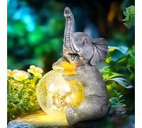 GIGALUMI Statues solaires de Jardin en Verre - Figurine d'éléphant pour extérieur, Cour, décoration de Jardin, Cadeaux Uniques pour Maman, pour Femme, décoration d'éléphant pour terrasse