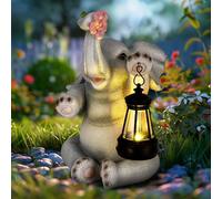 GIGALUMI Statues solaires de Jardin Gris foncé - Figurine d'éléphant Lumineuse pour extérieur, Cour, décoration de Jardin, Cadeaux Uniques pour Maman, pour Femme, décoration d'éléphant pour terrasse