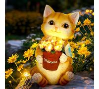 GIGALUMI Statues solaires de Jardin Mignonnes en Forme de Chat pour extérieur, Cour, décoration de Jardin, Cadeaux Uniques de Pendaison de crémaillère pour Les Amoureux des Chats, Les Femmes et Les