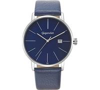 Gigandet Montre Homme Quartz Minimalism Analogique Bracelet Cuir Bleu Argent G42-009