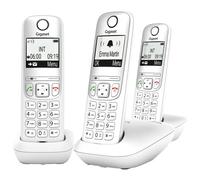 Gigaset A695 Trio, téléphone DECT, 3 combinés, Grand écran, Blanc | Sans fil, haut contraste, mains libres, protection d’appels, [Version française], fabriqué en Allemagne
