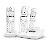 Gigaset A695A Trio, téléphone DECT, 3 combinés, répondeur, Blanc | Sans fil, écran à haut contraste, mains libres, protection d’appels, [Version française], fabriqué en Allemagne