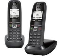 Gigaset AS405 Duo - Téléphone sans fil avec ID d'appelant - DECT\GAP - (conférence) à trois capacité d'appel - noir + combiné supplémentaire Noir G