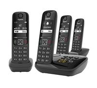 Gigaset AS690A Quattro - 4 téléphones sans fil avec répondeur - Grand écran contrasté - Qualité audio brillante - Profils sonores réglables - Fonction mains libres - Noir (Produit d'import Allemagne) [Version Allemande]