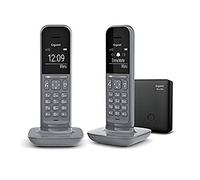 Gigaset, CL390A Duo, Téléphone Fixe, sans Fil au Design Moderne, avec Répondeur Intégré Aux Combinés, Grand Ecran Rétro-Éclairé, Fonctions Mains Libres et Blocage d'Appels, 2 Combinés, Gris