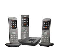 "CL660A Trio" Téléphone DECT sans fil, 3 combinés, LCD 2.4" couleur rétroéclairé, répertoire 400 contacts, base séparée, répondeur 55 minutes, micro USB, jack 2.5 mm, couleur anthracite
