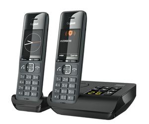 Gigaset Comfort 520A Duo - 2 Schnurlose DECT-Telefone mit Anrufbeantworter - Elegantes Design - Beste Audioqualität mit Freisprechfunktion - Anrufschutz - Adressbuch 200 Kontakten, Titan-Schwarz