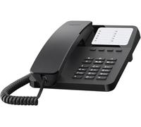 Gigaset Desk 400 Téléphone Filaire avec câble élastique, Espace pour 10 entrées de numérotation abrégée, Rappel, Compatible avec appareils auditifs, DTMF ou numérotation par impulsions réglable, Noir