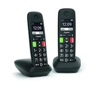 Gigaset E290 Duo Téléphone Fixe sans Fil avec Grandes Touches, Convient aux Personnes âgées, écran Haute visibilité, Mains Libres, Compatible avec Les écouteurs, Noir