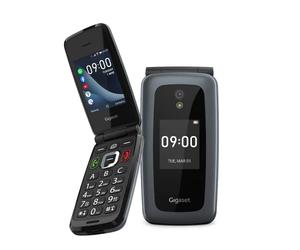 Gigaset GL7 - Téléphone mobile à clapet - Données mobiles 4G et Wi-Fi - Bouton SOS - Bluetooth - Compatible avec les appareils auditifs - Whatsapp - Clapet - Noir