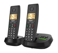 Gigaset Pure 220A Duo - 2 Téléphones DECT sans Fil avec répondeur - Blocage d’Appel et Fonction Mains Libres - Répertoire 80 Contacts, Noir Anthracite [Compatibilité avec DE, IT, FR, NL, Che, AUT]