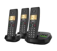 Gigaset Pure 220A Trio - 3 Téléphones DECT sans Fil avec répondeur - Blocage d’Appel et Fonction Mains Libres - Répertoire 80 Contacts, Noir Anthracite [Compatibilité avec DE, IT, FR, NL, Che, AUT]