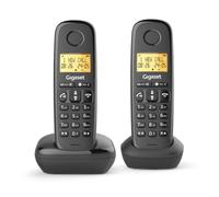 Gigaset Start 120 Duo - Téléphone DECT, Blocage d’appels, Écran rétroéclairé de 1,5", appels Mains Libres, Liste de Contacts VIP, Jusqu'à 11 Heures d'autonomie, Anthracite [Version Française]