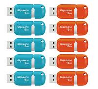 GIGASTONE 16Go Clé USB Flash (Lot de 10) V10 USB 2.0, Haute Vitesse, Design Coulissant sans Capuchon, Stockage et Sauvegarde pour PC/Mac/TV/Voiture - Orange/Bleu