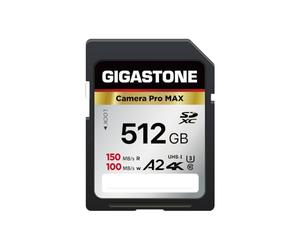 Gigastone A2 V60 Carte Mémoire SDXC 512 Go, 4K Caméra Pro Série, Vitesse 150 Mo/s. Compatible avec Caméra Canon Nikon Sony Panasonic, U3 UHS-I Classe 10 pour 4K UHD Vidéo, avec 1 Mini étui