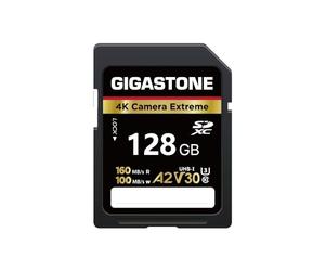 Gigastone A2 V90 Carte Mémoire SDXC 128 Go, 4K Caméra Extreme Série, Vitesse 160 Mo/s. Compatible avec Caméra Canon Nikon Sony Panasonic, U3 UHS-I Classe 10 pour 4K UHD Vidéo, avec 1 Mini étui