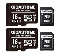 GIGASTONE Carte Mémoire 16 Go Lot de 2 Cartes, Compatible avec Gopro Drone Caméra Tablette Samsung, Haute Vitesse idéal pour Full HD Vidéo, U1 C10 Carte Micro SDHC avec Mini étui et Adaptateur SD.