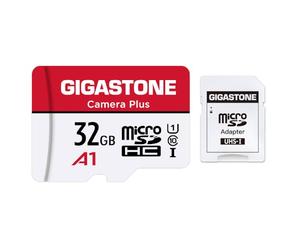 GIGASTONE Carte Mémoire 32 Go Caméra Plus Série, Vitesse de Lecture allant jusqu'à 90 Mo/s. idéal pour Full HD Vidéo Gopro Caméra Drone Android, U1 Carte Micro SDHC avec Mini étui et Adaptateur SD.