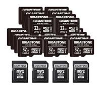GIGASTONE Carte Mémoire 32 Go Lot de 20 Cartes, Full HD Video, Compatible avec Surveillance Caméra de sécurité, Caméra d'action, Drone, Haute Vitesse jusqu'à 90 Mo/s, Class10 MicroSDHC avec Adaptateur