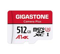 Gigastone Carte Mémoire 512 Go Caméra Plus Série, Vitesse de Lecture allant jusqu'à 100 Mo/s. idéal pour Full HD Vidéo Gopro Drone Caméra Android, A1 Carte Micro SDXC avec Mini étui et Adaptateur SD.