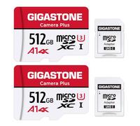 GIGASTONE Carte Mémoire 512 Go Lot de 2 Cartes, Caméra Plus Série, Vitesse allant jusqu'à 100 Mo/s. idéal pour Full HD Video Drone Gopro Caméra, U3 Carte Micro SDXC avec Mini Coque et Adaptateur SD