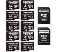 GIGASTONE Carte Mémoire 64 Go Lot de 10 Cartes, Compatible avec Gopro Drone Caméra Tablette Samsung Sony, Haute Vitesse pour 4K UHD Vidéo, A1 U3 C10 Carte Micro SDXC avec Mini étui et Adaptateur SD.