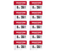 Gigastone Carte Mémoire 8 Go Lot de 10 Cartes, Caméra Plus Série, Vitesse allant jusqu'à 80 Mo/s. idéal pour Full HD Vidéo Gopro Drone Caméra U1 C10 Carte Micro SDHC avec Mini étui et Adaptateur SD.