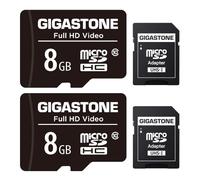 GIGASTONE Carte Mémoire 8 Go Lot de 2 Cartes, Compatible avec Android Gopro Caméra Samsung, Haute Vitesse idéal pour Portable Full HD Vidéo, U1 C10 Carte Micro SDHC avec Mini étui et Adaptateur SD.