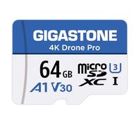 GIGASTONE Carte Micro SD 64 Go, 4K Drone Pro, MicroSDXC pour Wyze Cam, Caméra de Sécurité, Drone DJI ou Caméra d’Action, Enregistrement Vidéo 4K, UHS-I U3 A1 V30, 95 Mo/s, avec Adaptateur