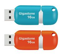 GIGASTONE Lot de 2 Clé USB 16 Go, V10 Série, Clés Rétractables pour PC Ordinateur Portable MacBook, Compatible avec Windows Mac Linux, USB 2.0 Flash Drive Stockage, Mixte Couleur - Turquoise Rouge