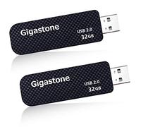 GIGASTONE Lot de 2 Clé USB 32 Go, V30 Série, Clé Rétractable pour PC Ordinateur Portable MacBook, Compatible avec Windows Mac Linux, USB 2.0 Flash Drive Stockage Mémoire Stick, Style en Vogue - Noir