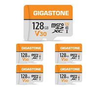 Gigastone Lot de 5 Cartes Mémoire 128Go Micro SDXC, Compatible avec Gopro Caméra Drone Tablette Samsung Sony, Haute Vitesse pour 4K UHD Vidéo, A1 U3 C10 avec Mini étui et Adaptateur SD