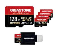 GIGASTONE Lot de 5 cartes mémoire microSD Express 128 Go SD 7.1 vitesse jusqu'à R/W 880/500 Mo/s pour Nintendo-Switch 2, appareil photo professionnel, A1 V30, avec 5 adaptateurs SD et 1 lecteur de