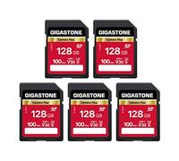 GIGASTONE Lot de 5 Cartes SD 128Go Camera Plus, Carte mémoire SDXC V30 Haute Vitesse vidéo UHD Compatible avec Appareil Photo numérique Canon, Nikon, Sony, Pentax, Kodak, Panasonic, avec 5 Mini étuis