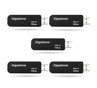 GIGASTONE Lot de 5 Clé USB 128 Go, V30 Série, Clé Rétractable pour PC Ordinateur Portable MacBook, Compatible avec Windows Mac Linux, USB 2.0 Flash Drive Stockage Mémoire Stick, Style en Vogue - Noir