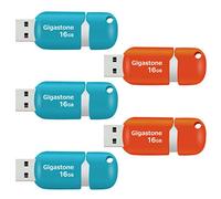 GIGASTONE Lot de 5 Clé USB 16 Go, V10 Série, Clés Rétractables pour PC Ordinateur Portable MacBook, Compatible avec Windows Mac Linux, USB 2.0 Flash Drive Stockage, Mixte Couleur - Turquoise Rouge