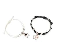 GIGB PBDK Bracelet assorti pour couple avec cordon de serrage réglable en corde tissée faite à la main pour un anniversaire de mariage ou la Saint-Valentin, Large, Acier allié, Pas de gemme