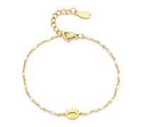 GIGB PBDK Bracelet en perles d'or 14 carats contre le mauvais œil pour femme, bracelet tendance bohème réglable en pierre de cristal, bijoux pour cadeaux, bracelets satellites en oxyde de zirconium