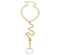 GIGB PBDK Bracelet serpent pour femme, bracelet en argent avec breloque en forme de main d'esclave, bracelet tendance à bague de réputation, bijoux serpent, accessoires d'Halloween, Large, Alliage