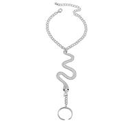 GIGB PBDK Bracelet serpent pour femme, bracelet en argent avec breloque en forme de main d'esclave, bracelet tendance à bague de réputation, bijoux serpent, accessoires d'Halloween, Large, Alliage