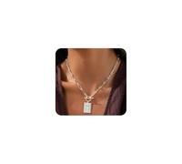 GIGB PBDK Collier avec pendentif en forme de croix doré pour homme et femme - Simple et délicat - Trombone chrétien - Collier à bascule OT - Collier ras du cou personnalisé - Bijoux religieux, L