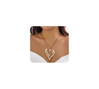 GIGB PBDK Collier avec pendentif en forme de cœur épais pour femme, vintage Y2K, grand collier irrégulier d'amour, bijoux tendance, accessoires cadeaux, Large, Acier allié, Pas de gemme