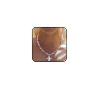 GIGB PBDK Collier plastron en forme de croix dorée pour homme et femme - Chaîne délicate et tendance avec pendentif crucifix - Collier simple martelé - Bijoux religieux, Large, Métal, Pas de gemme