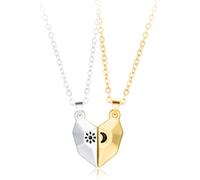 GIGB PBDK Collier pour couple pour femme et homme, colliers assortis avec pendentif en forme de cœur avec deux âmes et une lune pour la Saint-Valentin, bijoux de couple en pierre naturelle (B)