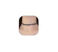 GIGB PBDK Collier ras du cou en argent étincelant pour femme, collier minimaliste en oxyde de zirconium noir, collier à chaîne réglable, bijou géométrique tendance, Large, Acier allié, Pas de gemme