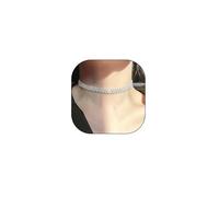 GIGB PBDK Collier ras du cou en argent étincelant pour femme, collier minimaliste en oxyde de zirconium noir, collier à chaîne réglable, bijou géométrique tendance, Large, Acier allié, Pas de gemme