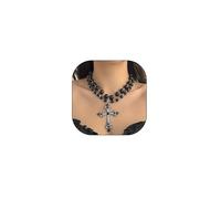 GIGB PBDK Y2k Collier ras du cou gothique avec pendentif crucifix en cristal étincelant Noir, Métal, Cristal