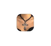 GIGB PBDK Y2k Collier ras du cou gothique avec pendentif crucifix en cristal étincelant Noir, Métal, Cristal